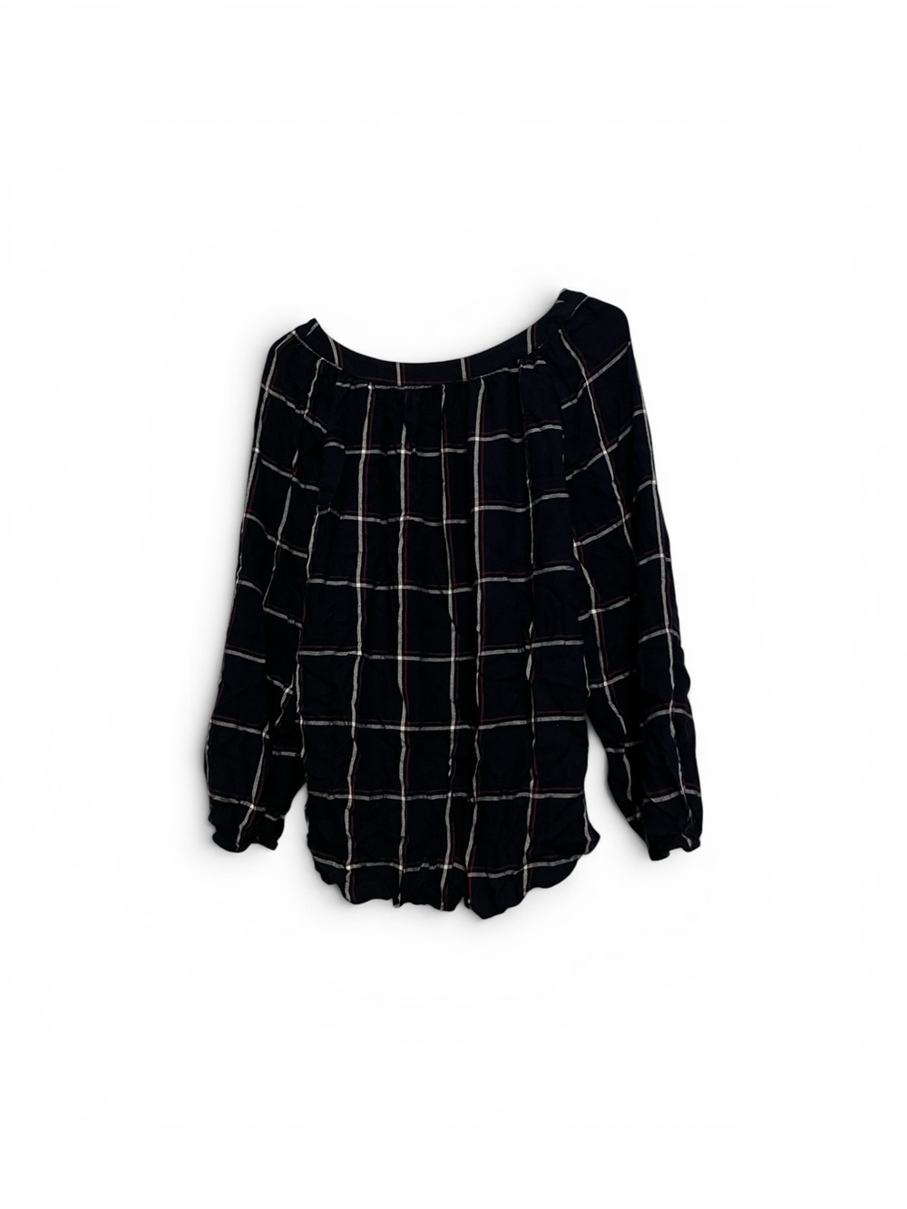 LOFT Black Windowpane Off-Shoulder Blouse - Picture 4 of 4